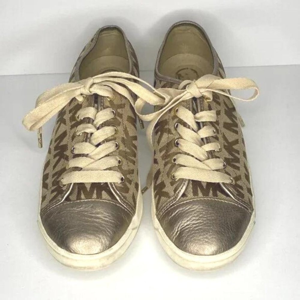 Michael Kors Gold Logo Signature Sneakers Size 9